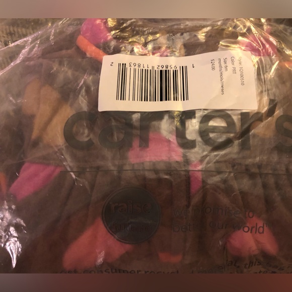 CARTERS baby heart fleece one-piece jumpsuit NEW with tags baby girl Sz 6 mth - Picture 4 of 11